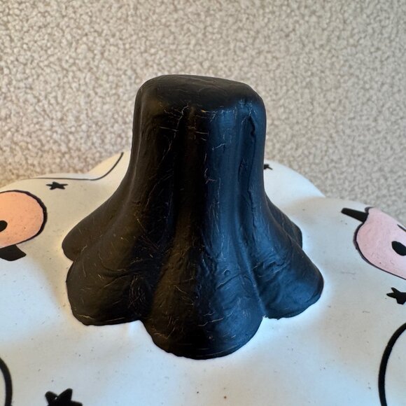 Patterned Black & White Bat, Skull, and Jack-o-lantern Large Ceramic Pumpkin - Picture 4 of 5